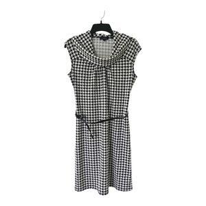 Spense Dress Womens Sz 10 Mixed Print Houndstooth Cowl Neck Belted Cocktail Work